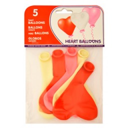 5 globos con forma corazón